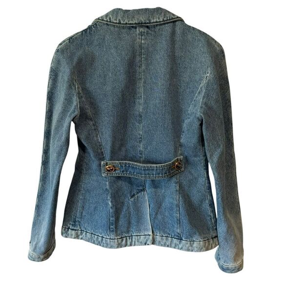 Revolve Cormio Cynthia Collared Button Down Bow Detail Denim Jean Jacket Size L - Picture 12 of 12